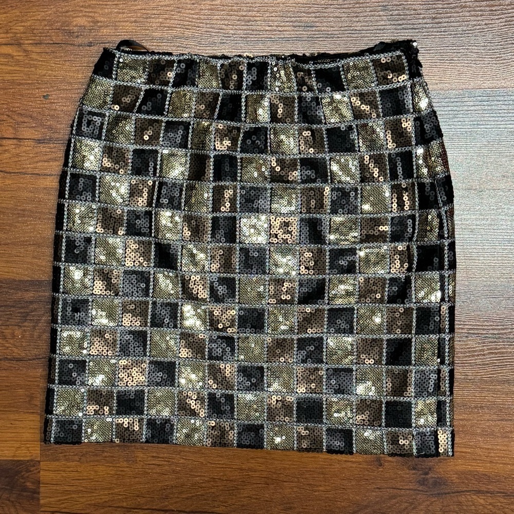 Romeo and Juliet Gold Black Sequin Mini Skirt Small
